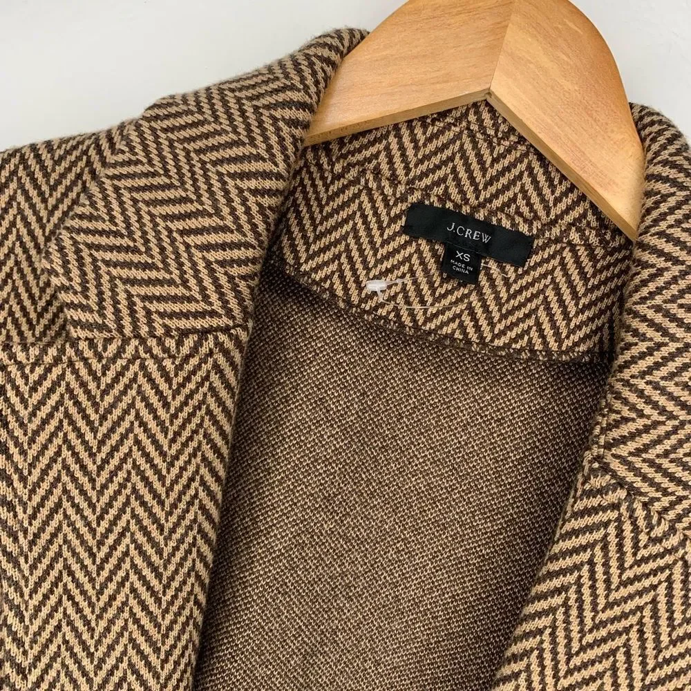 J. Crew Herringbone Blazer in Brown and Cream